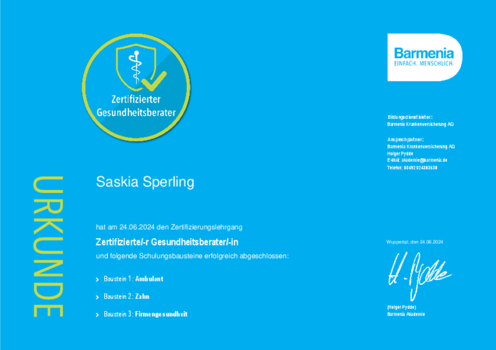 Zertifizierte Gesundheitsberaterin Saskia Sperling